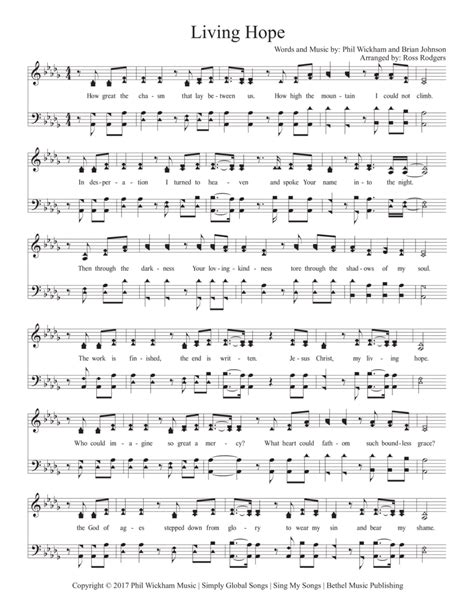 Living Hope (arr. Ross Rodgers) by Phil Wickham Sheet Music for SATB ...