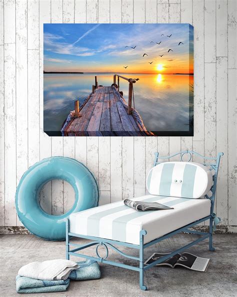 Outdoor Canvas Art 40x30 Fishing Dock | Beach wall art, Outdoor canvas ...