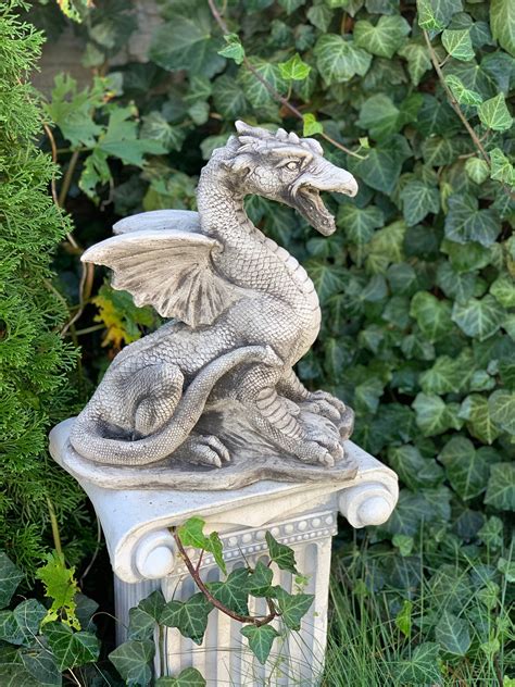 GREAT DRAGON STATUE 21 lb. Concrete Dragon Cement Dragons | Etsy