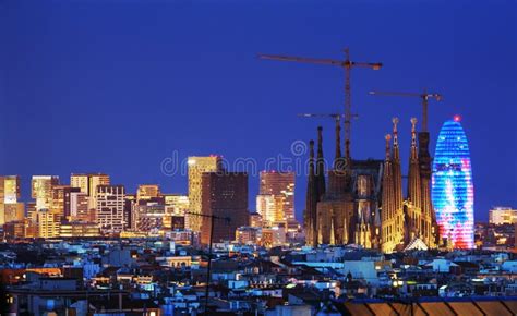 Barcelona skyline, Spain editorial stock photo. Image of europe - 77248998