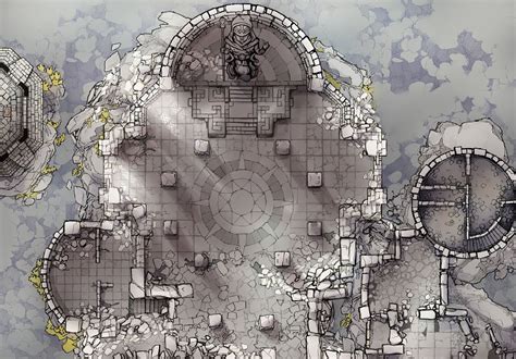 The Forgotten Monastery Interior battle map by 2-Minute Tabletop