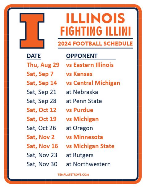 Illinois Football Schedule 2024 Schedule - Miran Malorie