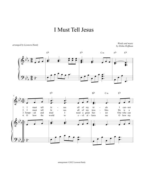 I Must Tell Jesus (arr. Leonora Hardy) by Elisha Hoffman Sheet Music ...