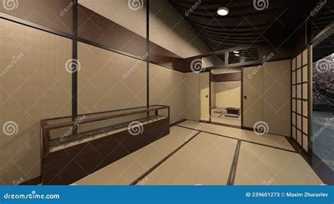 Samurai House Exterior and Interior 3d Illustration Stock Illustration ...