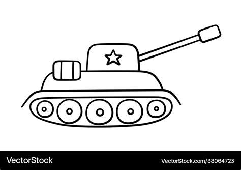 Hand drawn military tank with star children Vector Image