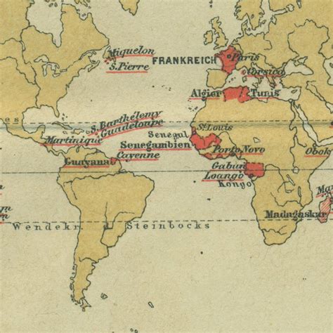 1890 Vintage World Colonies Map