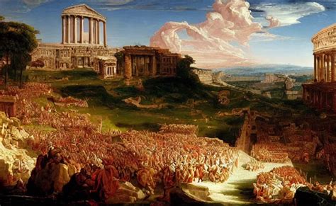 the fall of rome by thomas cole, modern version, | Stable Diffusion