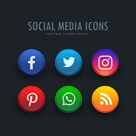 social media icons pack in button style - Download Free Vector Art ...