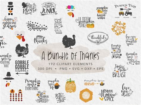 Thanksgiving SVG Bundle, Thanksgiving Clipart, Turkey Day, Give Thanks ...