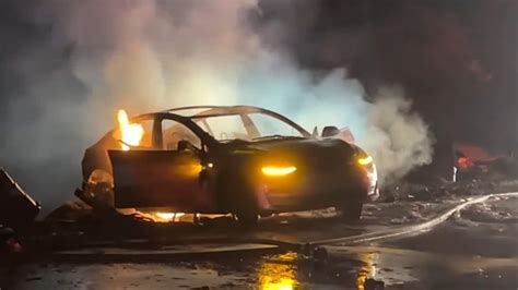 WATCH: Tesla Model 3 Electric Car Bursts in Flames After Accident in ...