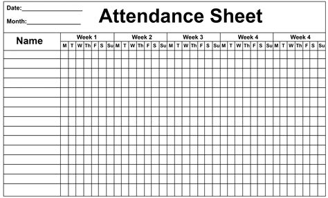 Free Printable Attendance Sheets Pdf - Printable Templates