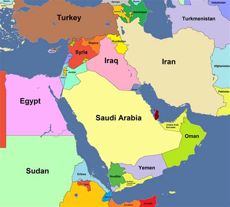 Political Map of the Middle East : r/MapPorn