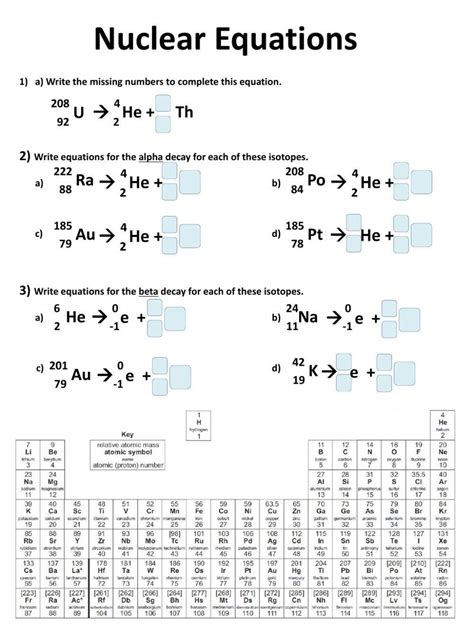 Half- Life and Radioactive Decay Worksheet [Nuclear Chemistry ...