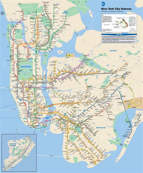 Mapa y plano de metro (subway) de Nueva York : estaciones y lineas