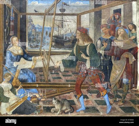 Painting titled 'Penelope with the Suitors' by Pinturicchio (1454-1513 ...