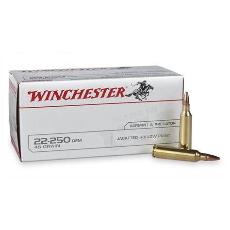 Winchester USA, .22-250 Remington, JHP, 45 Grain, 40 Rounds - 46891 ...