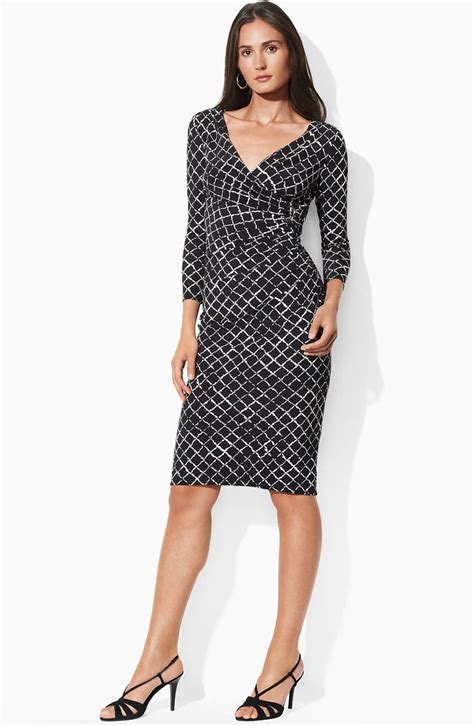 Lauren by Ralph Lauren Print Faux Wrap Jersey Dress | Nordstrom