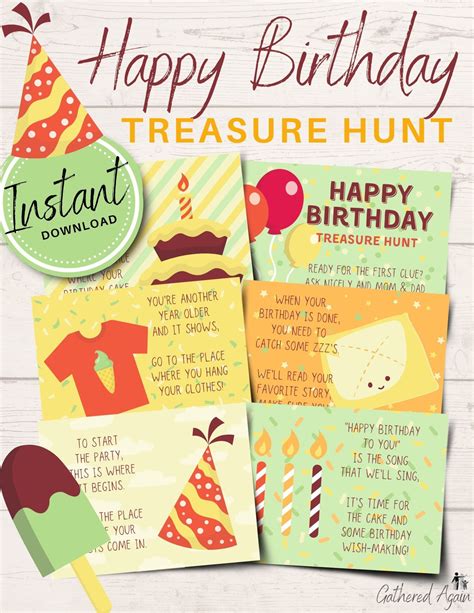 Happy Birthday Treasure Hunt for Kids Birthday Games Scavenger Hunt ...