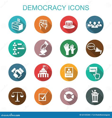 Democracy Long Shadow Icons Stock Illustration - Illustration of ...