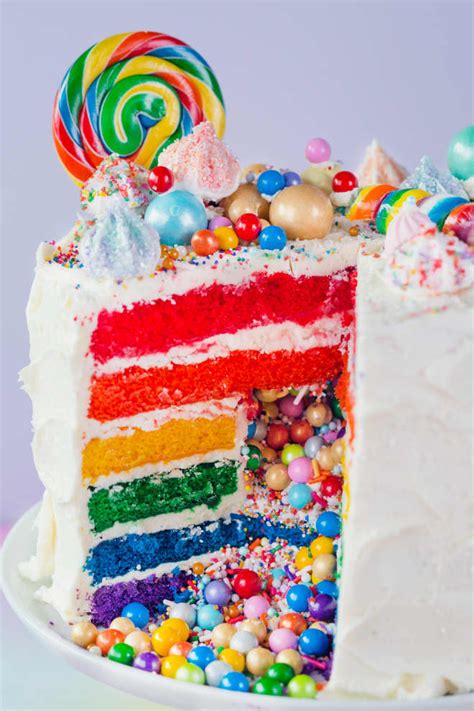 How To Make the Ultimate Rainbow Surprise Cake | Recipe | Rainbow layer ...