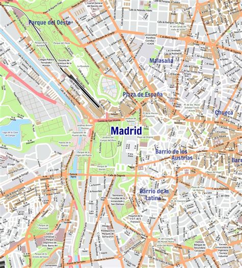 Wall Maps - Madrid City Map - Laminated Wall Map