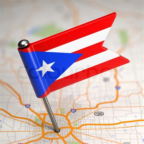 Puerto Rico Small Flag on a Map Background. | Stock image | Colourbox