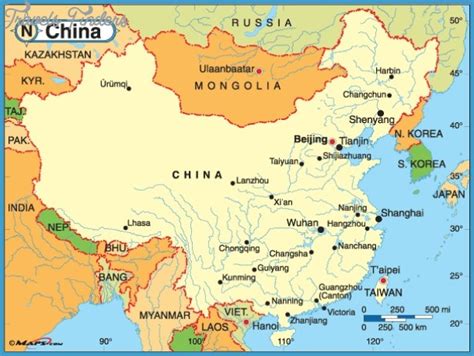 China map with cities - TravelsFinders.Com