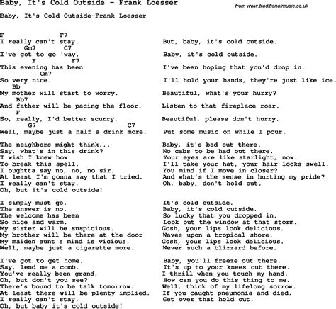 Song Baby, It's Cold Outside by Frank Loesser, song lyric for vocal ...