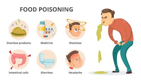 Premium Vector | Different symptoms of food poisoning.