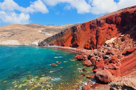 Red Beach On Santorini Island Greece Photograph by Michal Bednarek