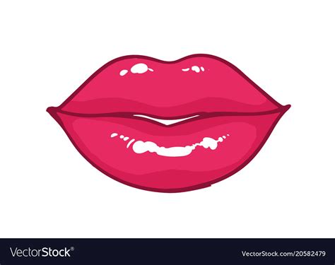 Bright pink glossy lips or sexy mouth isolated Vector Image