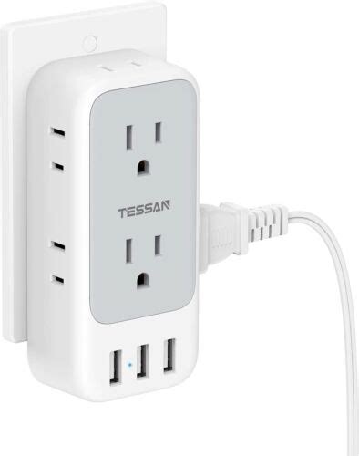 Wall Outlet Extender with 3 USB Multi Outlet for Home Bathroom Dorm ...