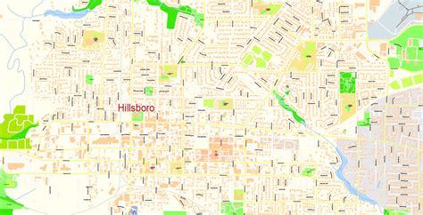 City Map Hillsboro Vector Urban Plan Adobe PDF Editable Street Map