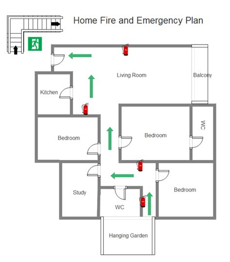 the floor plan for a home fire and emergency plan