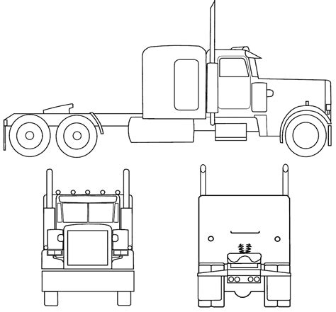 Peterbilt Semi Truck Coloring Page Drawing Sketch Coloring Page Semi ...