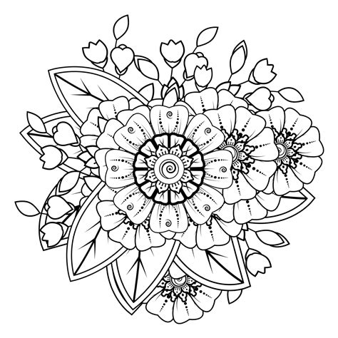 Premium Vector | Flowers in black and white doodle art for coloring book