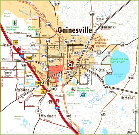 Gainesville Area Road Map - Ontheworldmap.com