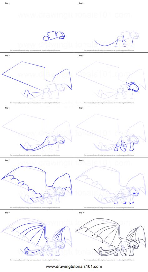 How to Draw Night Fury from How to Train Your Dragon printable step by ...