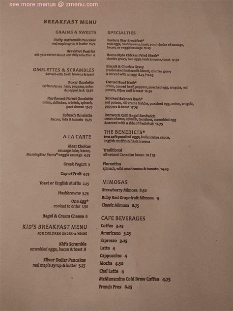 Menu at McMenamins Ironwork Grill restaurant, Forest Grove