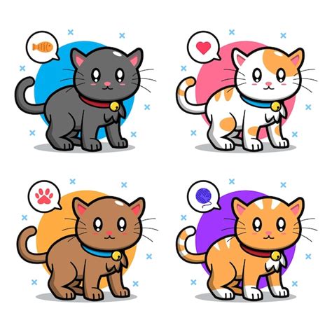 Premium Vector | A set of cute kitten with emote