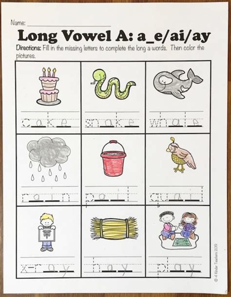 How to Use Long Vowel Worksheets in Your Class - 4 Kinder Teachers