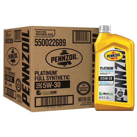 Pennzoil Platinum Full Synthetic 5W-30 Motor Oil, 1-Quart (6 Pack ...