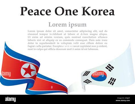 Reunification of South Korea and North Korea. Flags of South Korea and ...