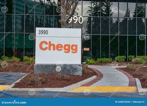 Chegg Logo at the Entrance of the Company Headquarters in Silicon ...