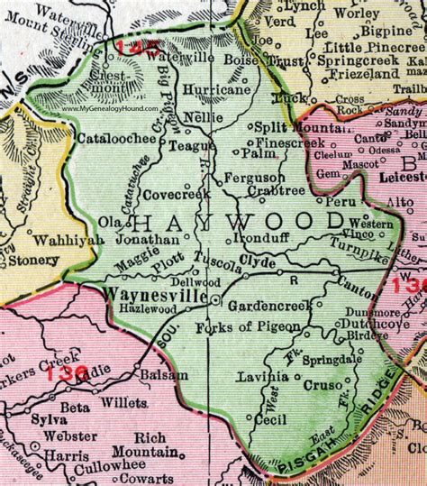 Haywood County, North Carolina, 1911, Map, Rand McNally, Waynesville ...