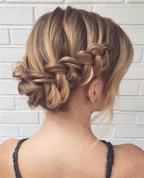 Updo With Dutch Waterfall Braid | Thin hair updo, Fine hair updo, Prom ...