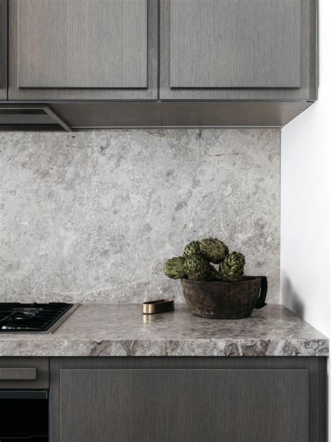 Grey Marble Slab In Kitchen