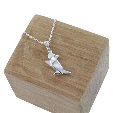 Origami Cat Necklace Silver Cat Necklace Silver Cat Animal Necklace ...