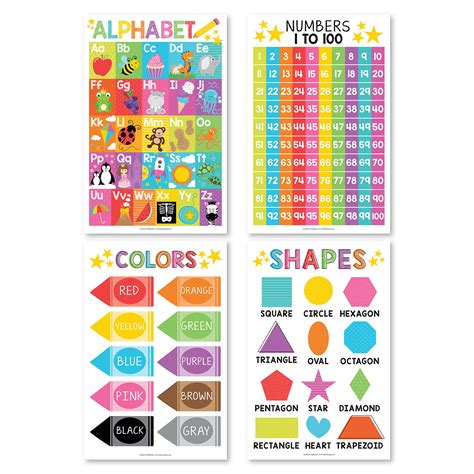 Buy 4 Alphabet, Count 1-100 Numbers, Colors, 2D 3D Shapes, ABC s For ...