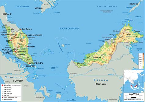 Malaysia Map (Physical) - Worldometer